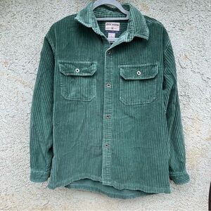 Vintage High Sierra Green Corduroy Button Up Long Sleeve Shirt, Granola Outdoor